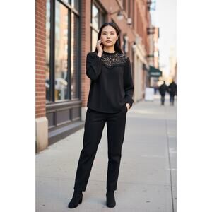 Guest Editor By Anthropologie Black Blouse Sz S Lace Victorian Top Whimsy Goth